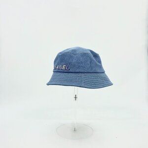 Chanel Blue Cotton Fishermans Bucket Hat W/ Sequin Logo Made In Italy Cap Circum